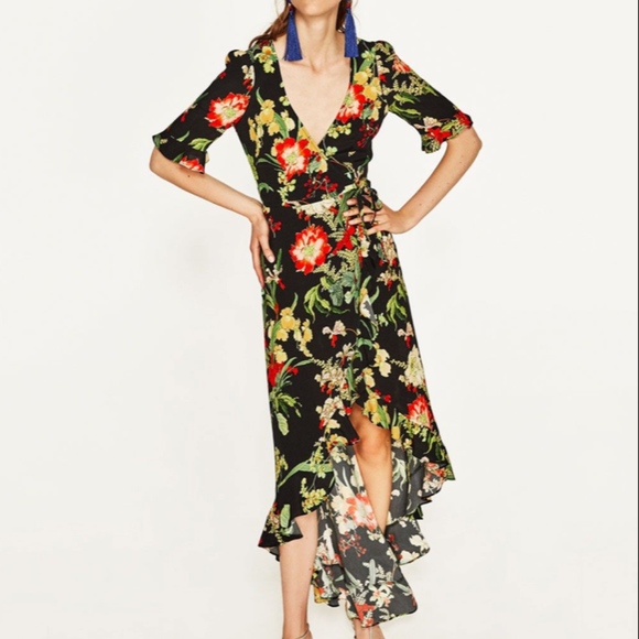 Zara Dresses Zara Floral Wrap Dress Poshmark
